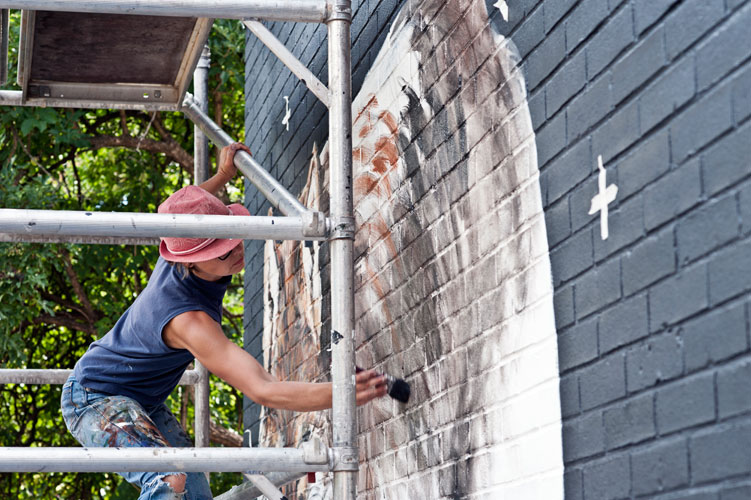 mural painting on brickwork